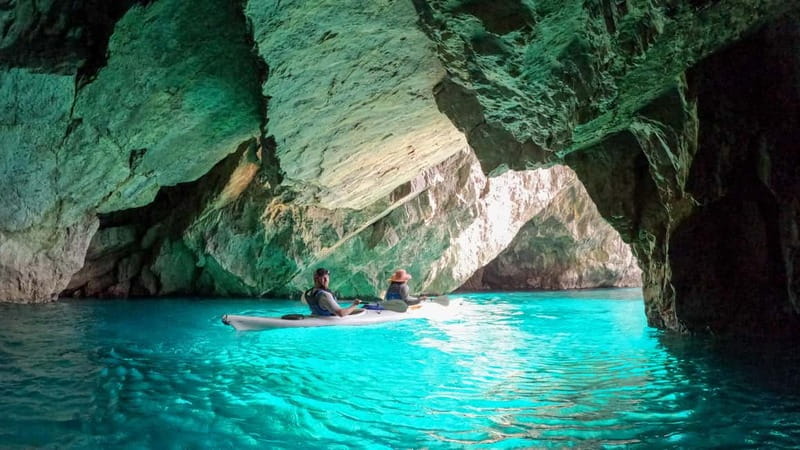 Capri: Caves and Beaches Kayaking Tour with GoPro Photos - What rough water can change