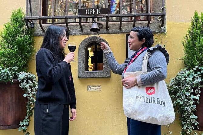 Florence Evening Food Tour with Florentine Steak & Tuscan Wine - Wine through a Renaissance buchetta