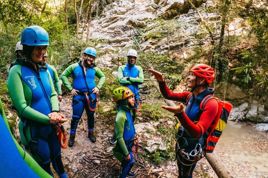 From Tignale, Lake Garda: Beginner-Friendly Canyoning Tour - Walking out, taking a break, and returning to Tignale