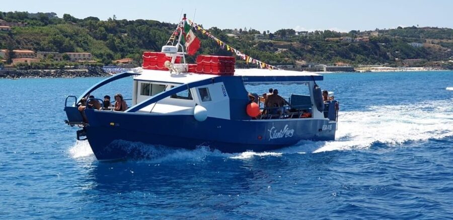 From Tropea: Capo Vaticano boat tour with snorkel & aperitif - The final swim near Tropea Beach