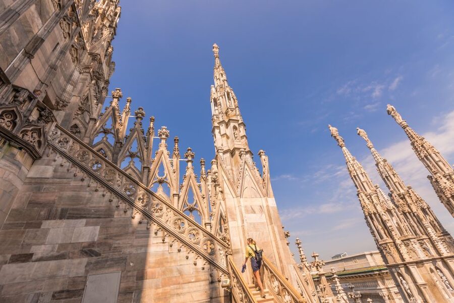 Milan Duomo and Rooftop 2-Hour Guided Tour - The elevator ride and the first rooftop views
