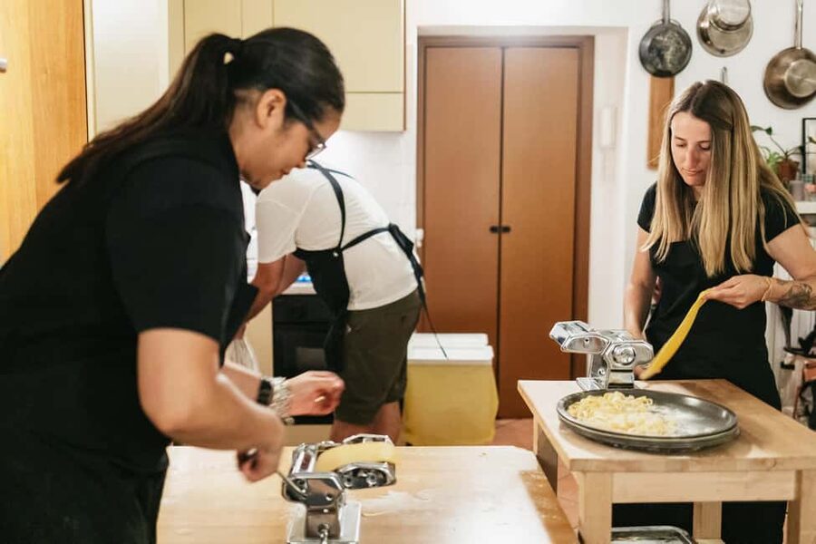 Milan: Pasta & Tiramisu Cooking Class with Premium Products - Dinner at the same table