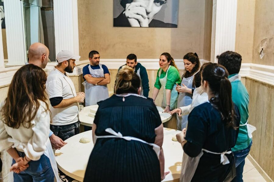Naples: Pizza-Making Workshop with Drink and Appetizer - Putting on the apron and preparing the dough