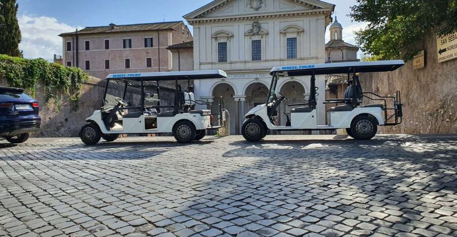 Rome: Catacombs and Appian Way Golf Cart Small-Group Tour - The Colosseum and Baths of Caracalla from the road