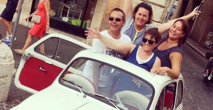 Rome Driving Tour By Vintage Fiat 500 - Starting beside the Colosseum on Via Labicana