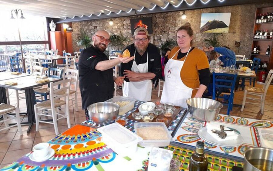 Taormina: Arancino Making Class with Drinks - Eating what you make with wine and soft drinks