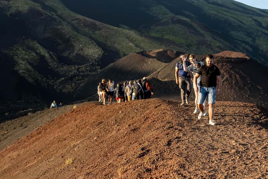 Taormina: Mount Etna Sunset Tour with Cave Visit and Tasting - The van ride from Taormina to Etna